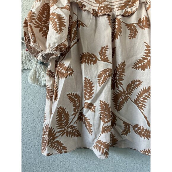 Anthropologie Current Air Linen Smocked Collar Top Floral Coquette Tropical XS - Picture 6 of 10